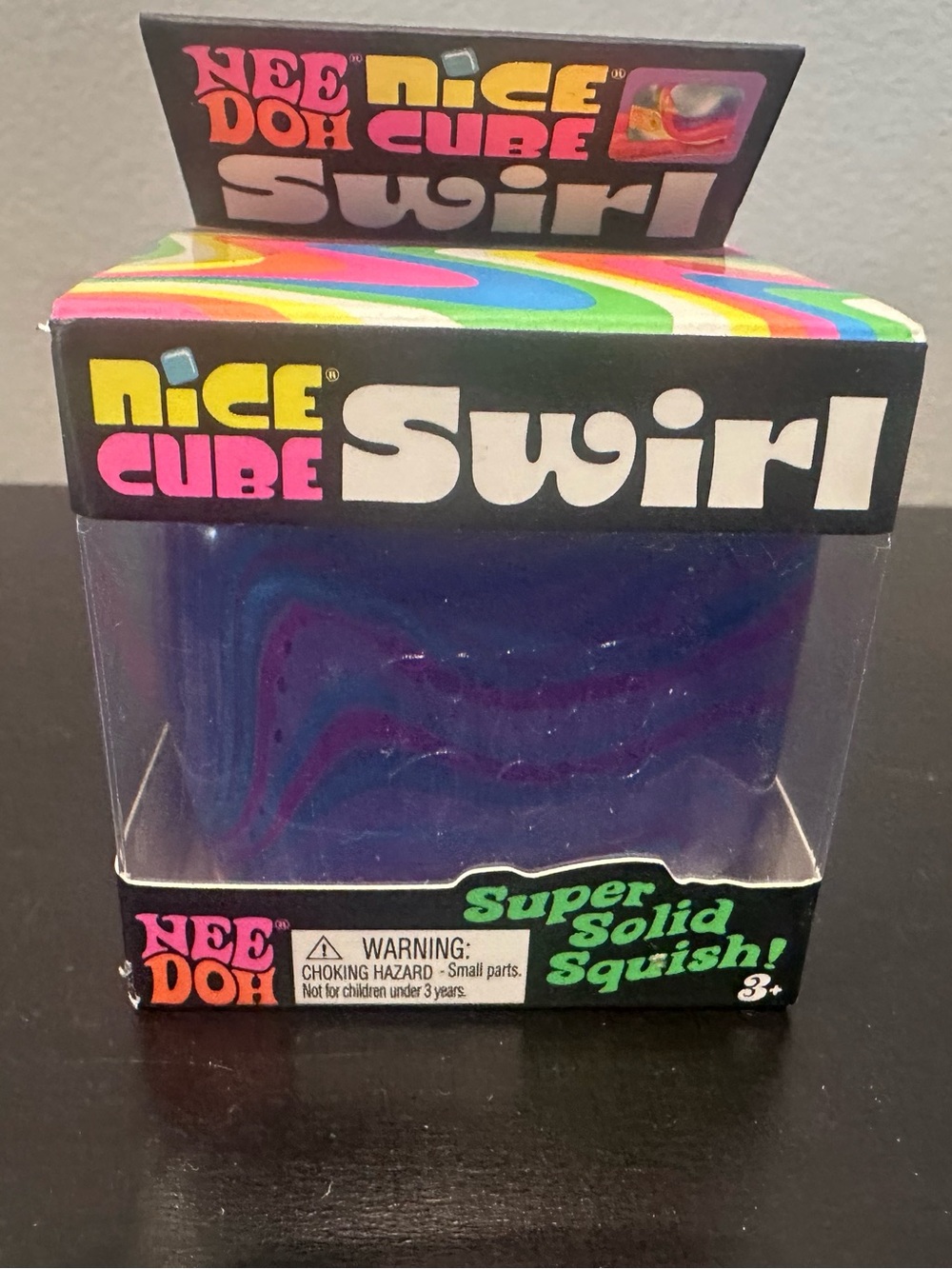 Nice Cube Swirl Squish Toy - NeeDoh Brand - Purple and Blue Swirl